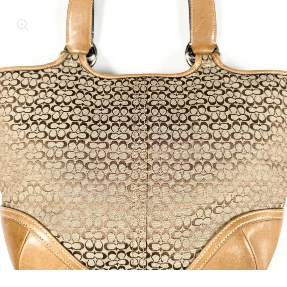 COACH Vintage Soho Signature Leather and Canvas Tote Bag, 7081, tan/brown - Picture 4 of 8